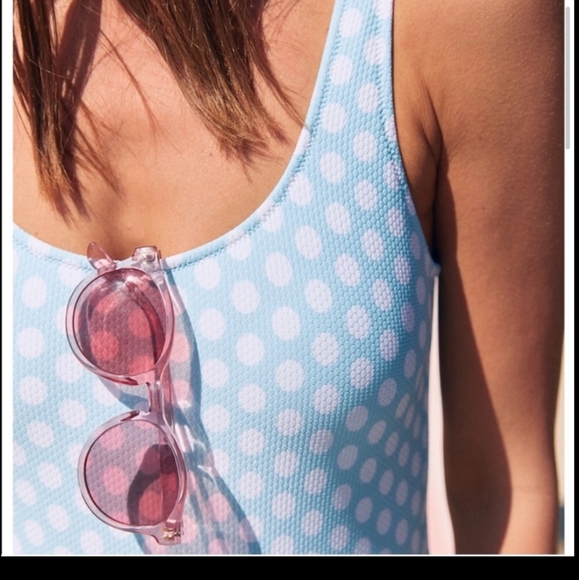 NWOT Aerie Polka Dot Pique Cheeky 1 Piece Swimsuit - Picture 3 of 10